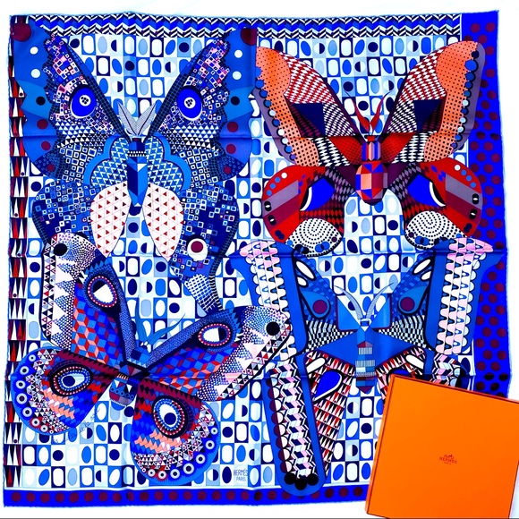 Hermes Accessories - HERMÈS Les Ailes de la Soie silk scarf butterfly